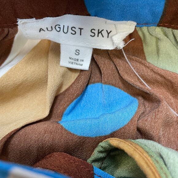 August Sky for Anthropologie Womens Abstract Print Long Sleeve Blouse Top Size S - Picture 3 of 6